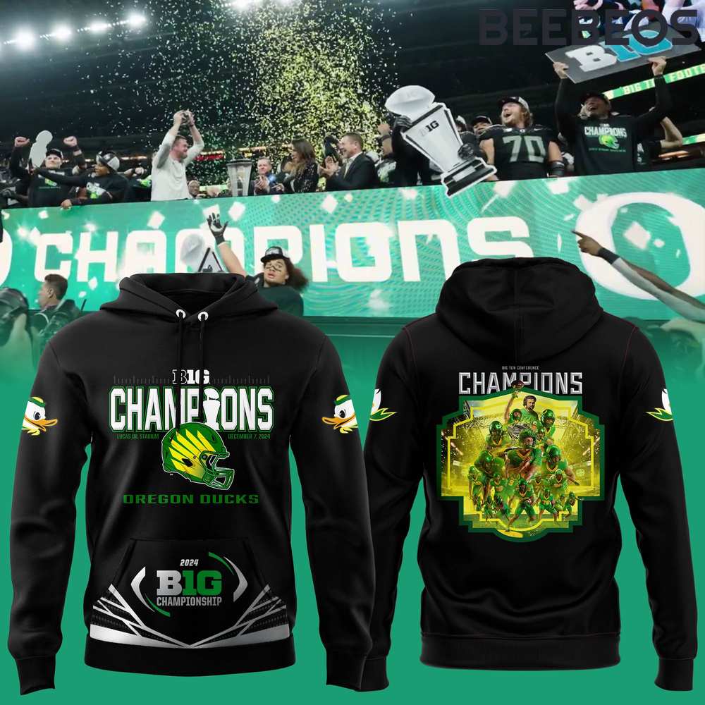 Oregon Ducks 2024 Big Ten Football Conference Champions Locker Room Black Hoodie