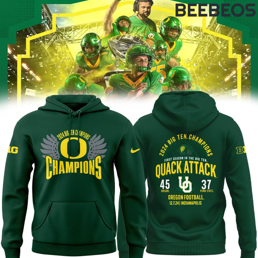 Oregon Ducks 2024 Big10 Champions Green Hoodie