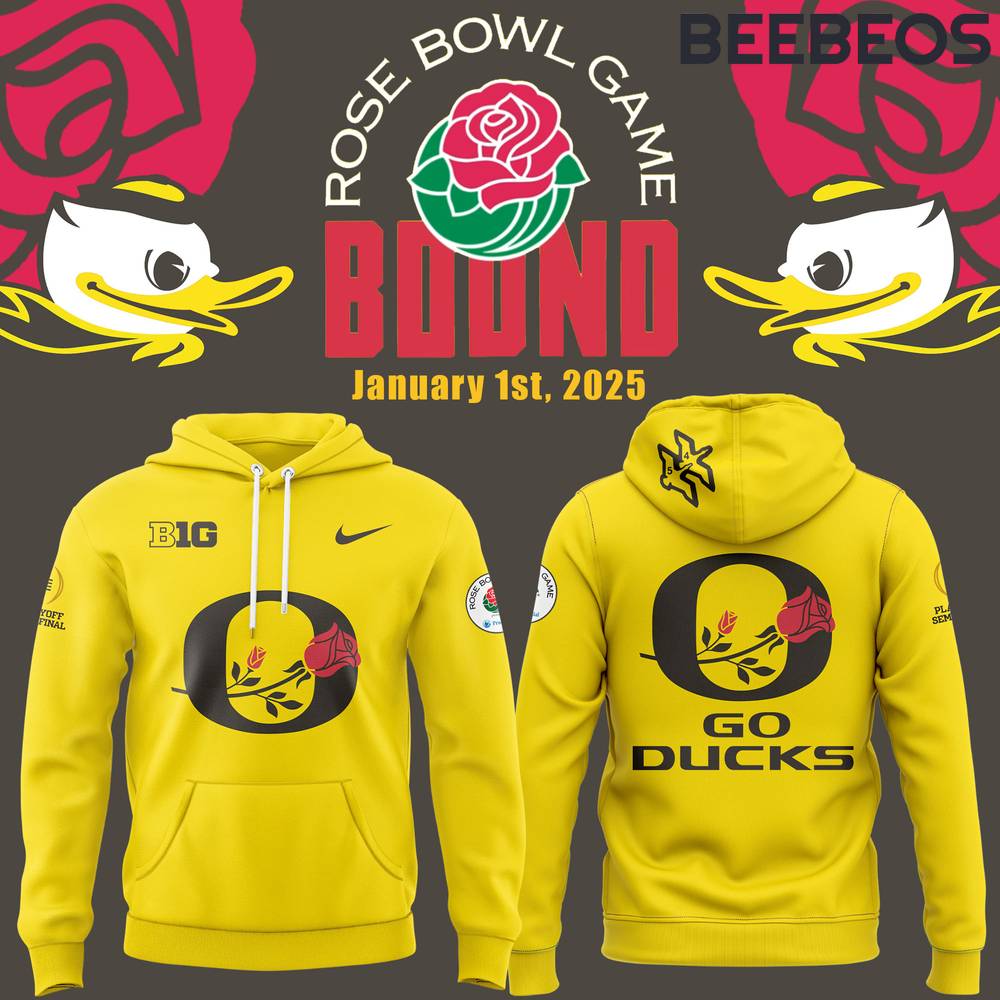 Oregon Ducks 2024 Rose Bowl Games Yellow Hoodie