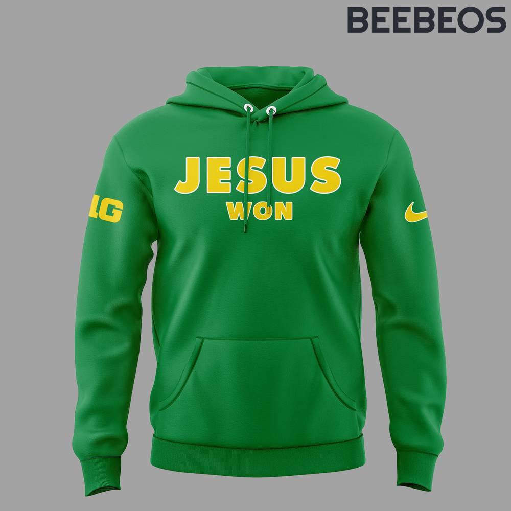 Oregon Ducks Jesus Won Green Hoodie