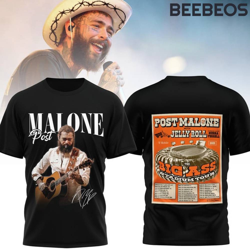 Post Malone x Jelly Roll The Big Ass Stadium Tour Black Shirt