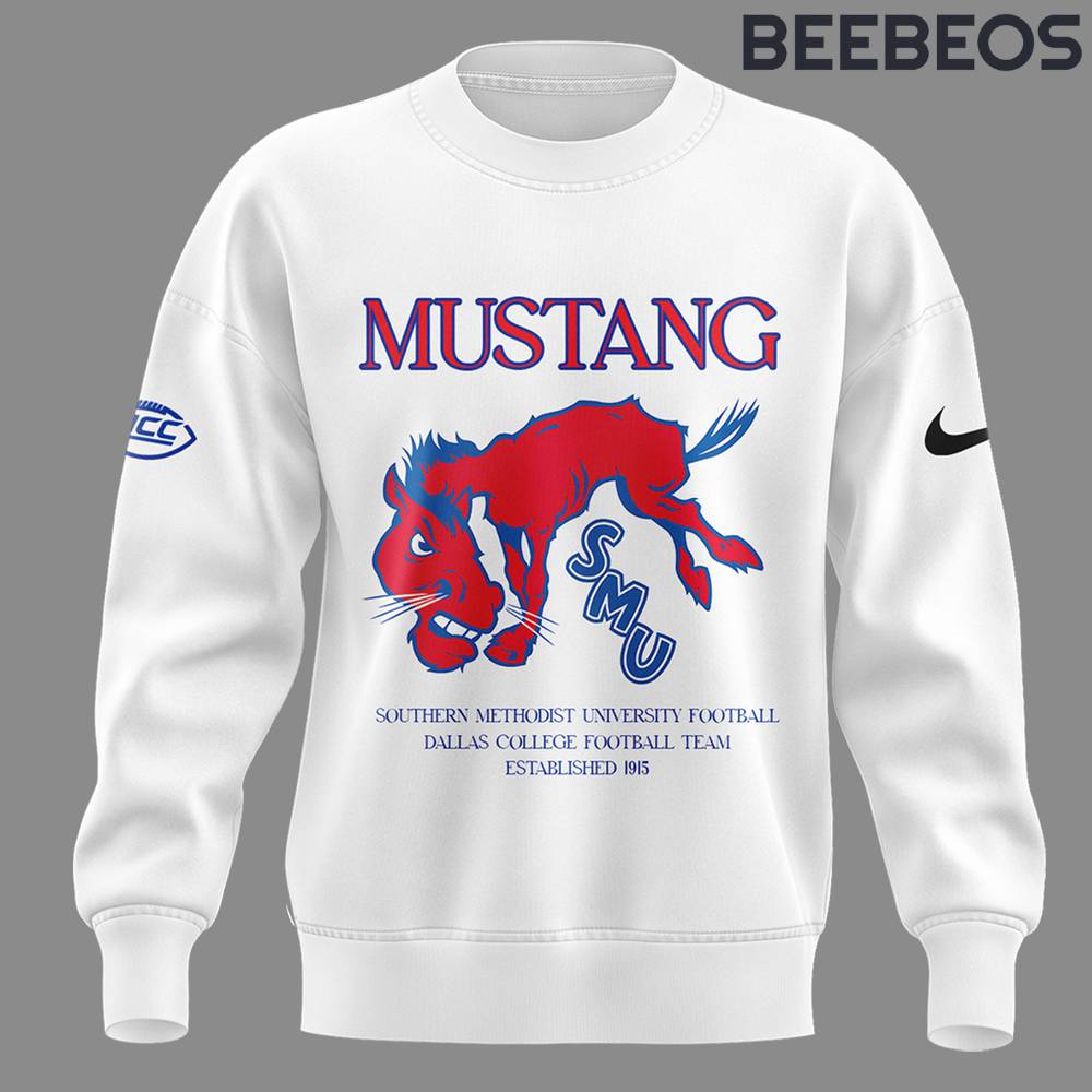 SMU Mustangs Football White Sweatshirt