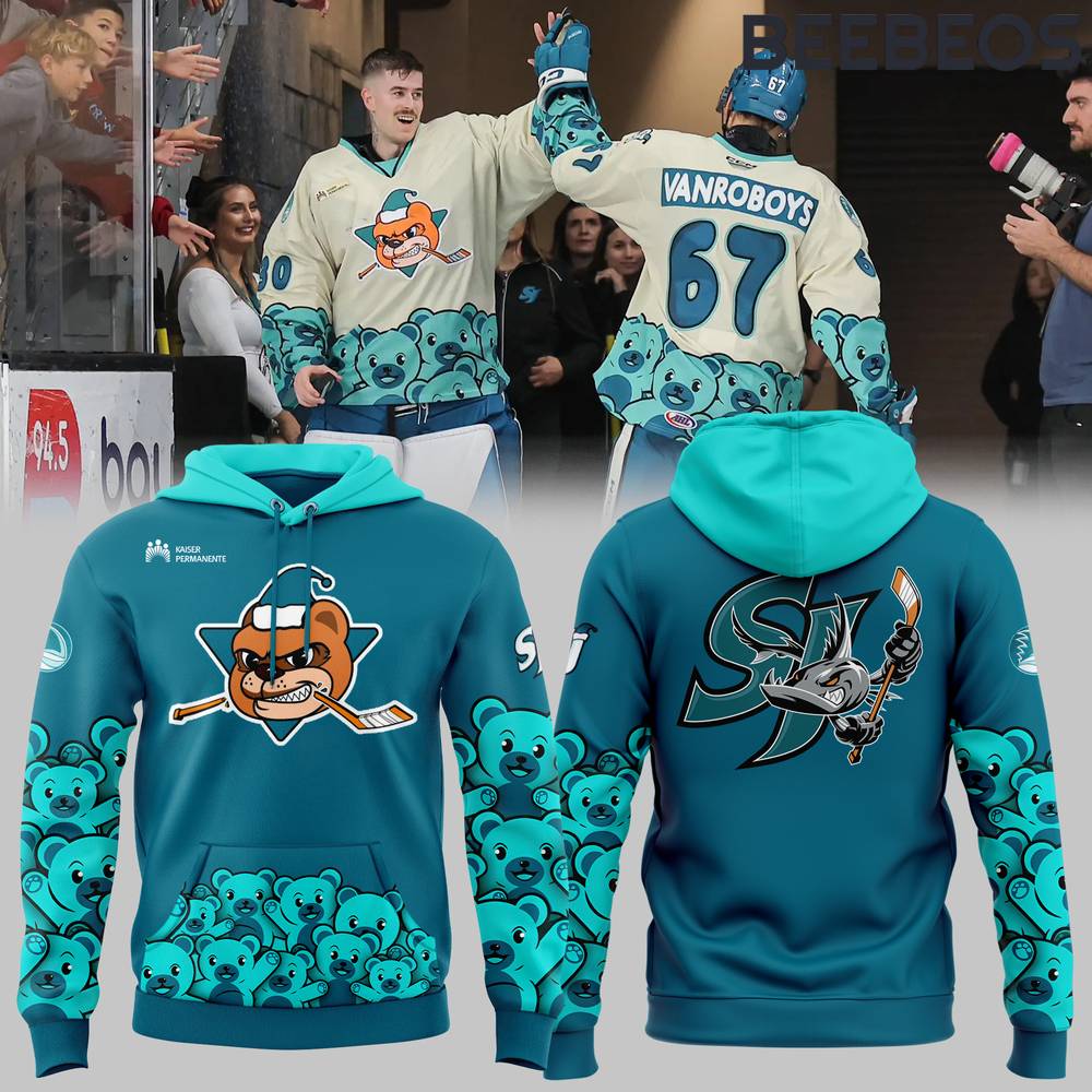 San Jose Barracuda x Teddy Bear Toss AHL Green Hoodie