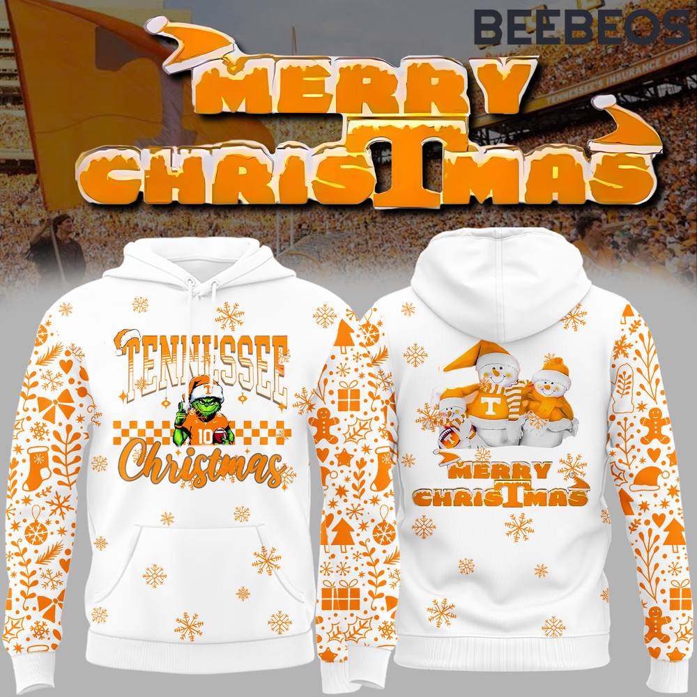 Tennessee Volunteers Merry Christmas Grinch Special Edition White Hoodie